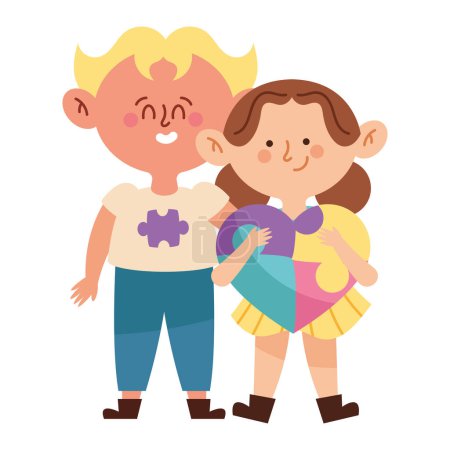 Illustration for Autism kids characters illustration vector - Royalty Free Image