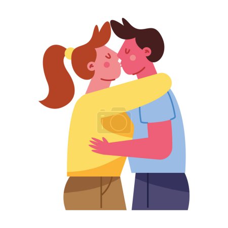 Téléchargez les illustrations : Couple embrasser romantique illustration vecteur - en licence libre de droit