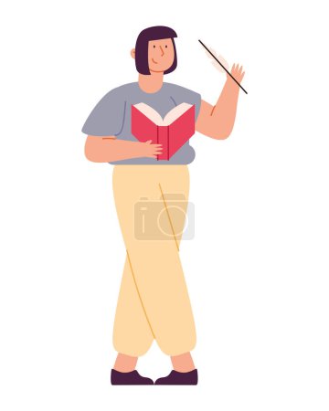 Illustration for Poet woman character illustration vector - Royalty Free Image