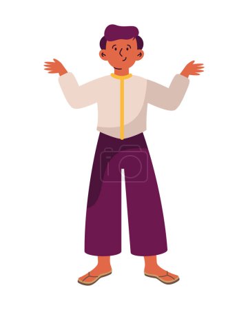 Illustration for Myanmar man standing illustration vector - Royalty Free Image