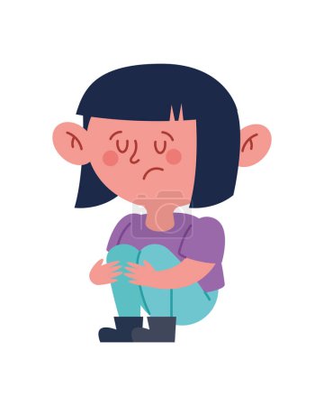 autism girl cute illustration vector