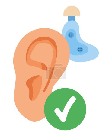 Illustration for Cochlear implant correct use isolated - Royalty Free Image