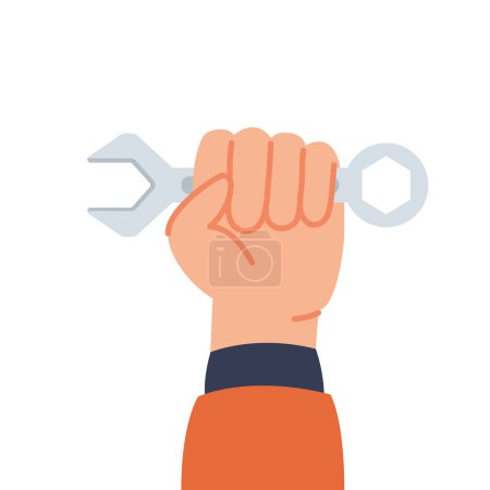 labour day hand with spanner illustration vector