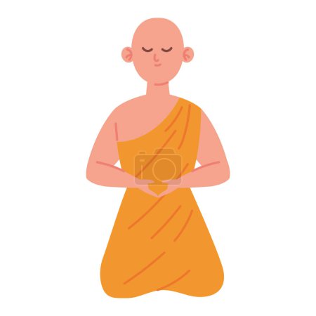 Téléchargez les illustrations : Bouddhiste de taille dans la conception d'illustration de méditation - en licence libre de droit