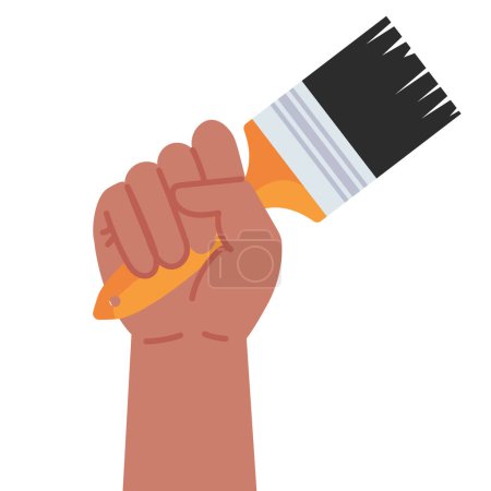 labour day hand with paintbrush illustration vector