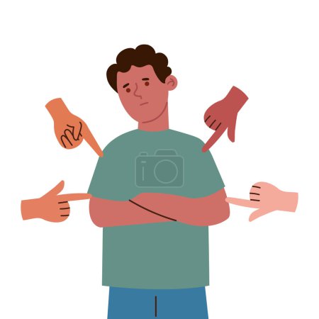 Illustration for Discrimination scene with young man isolated - Royalty Free Image