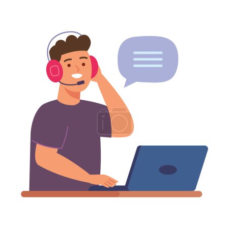Illustration for Customer support man isolated design - Royalty Free Image