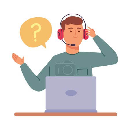 Illustration for Customer support male isolated design - Royalty Free Image
