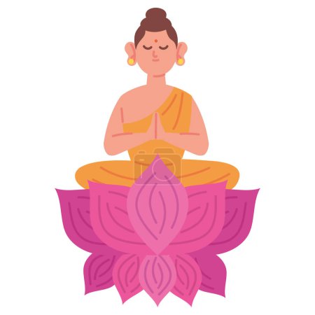 Illustration for Waisak buddha in flower illustration - Royalty Free Image