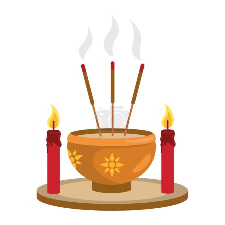 Illustration for Qingming incense aroma illustration design - Royalty Free Image