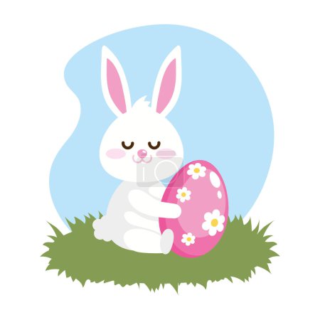 Téléchargez les illustrations : Lapin de Pâques célébration illustration isolée - en licence libre de droit