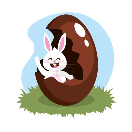 Téléchargez les illustrations : Lapin de Pâques illustration traditionnelle isolée - en licence libre de droit