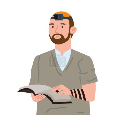 Téléchargez les illustrations : Juif tefillin homme prière isolé - en licence libre de droit