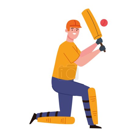 Téléchargez les illustrations : Joueur de cricket avec conception d'illustration de balle - en licence libre de droit