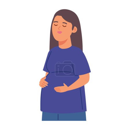 Illustration for Baby shower pregnant character isolated - Royalty Free Image