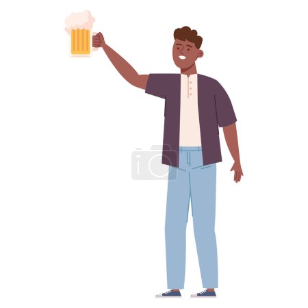 Téléchargez les illustrations : Cerf partie homme tenant bière isolé - en licence libre de droit