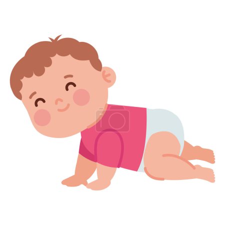 Téléchargez les illustrations : Douche de bébé fils mignon isolé - en licence libre de droit