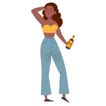 Ilustración de Despedida de soltero mujer con cerveza aislada - Imagen libre de derechos