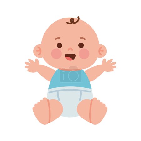 Téléchargez les illustrations : Douche de bébé garçon mignon isolé - en licence libre de droit