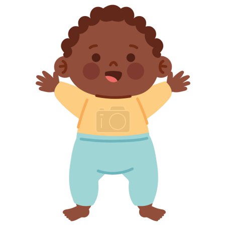 Téléchargez les illustrations : Bébé douche garçon dessin animé isolé - en licence libre de droit