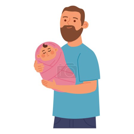 Téléchargez les illustrations : Douche bébé papa et bébé isolé - en licence libre de droit