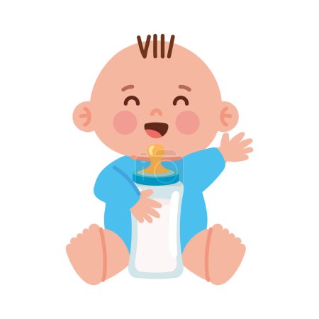 Téléchargez les illustrations : Bébé douche garçon isolé illustration - en licence libre de droit