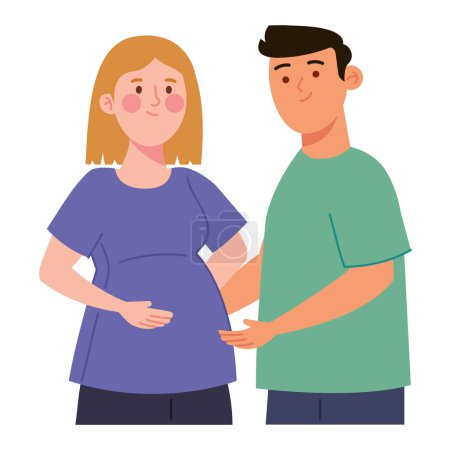 Téléchargez les illustrations : Douche de bébé couple heureux isolé - en licence libre de droit