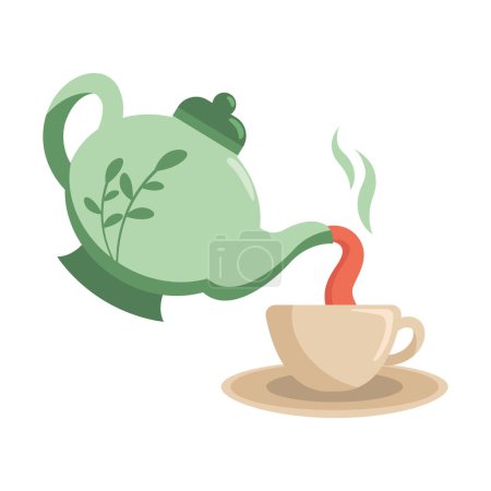 Ilustración de Hervidor de agua del día del té y taza diseño aislado - Imagen libre de derechos