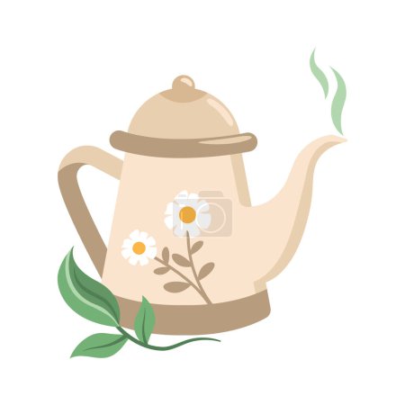Photo for Tea day teapot and leaf isolated design - Royalty Free Image
