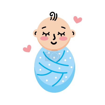 Illustration for Baby shower cute boy isolated - Royalty Free Image