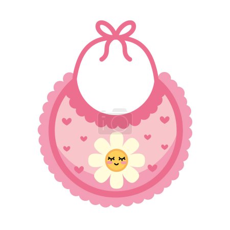 Illustration for Baby shower pink bib isolated - Royalty Free Image