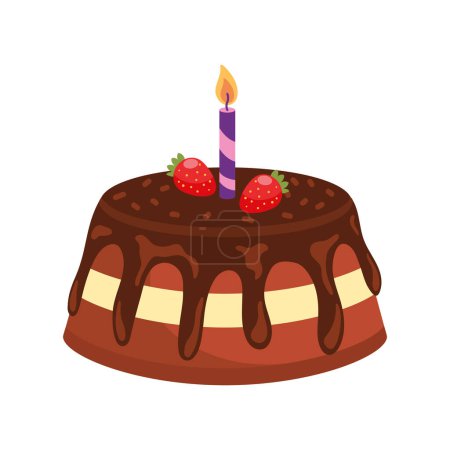 Téléchargez les illustrations : Gâteau d'anniversaire chocolat conception isolée - en licence libre de droit