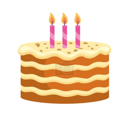 Téléchargez les illustrations : Gâteau d'anniversaire fête conception isolée - en licence libre de droit