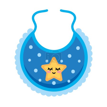 Ilustración de Bebé ducha azul babero aislado - Imagen libre de derechos