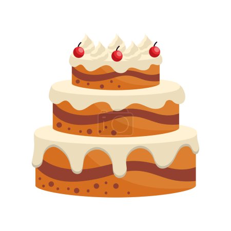 Téléchargez les illustrations : Gâteau d'anniversaire dessert design isolé - en licence libre de droit