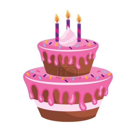 Ilustración de Pastel de cumpleaños celebración diseño aislado - Imagen libre de derechos