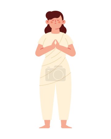 waisak woman in meditation illustration
