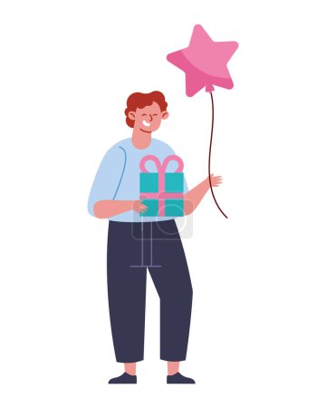 Illustration for Gender reveal man with balloon isolated - Royalty Free Image