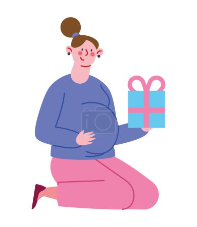 Illustration for Gender reveal pregnant woman happy isolated - Royalty Free Image