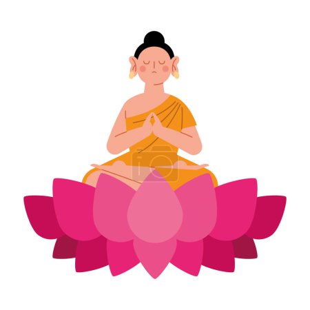 Bouddha de taille en illustration de fleurs
