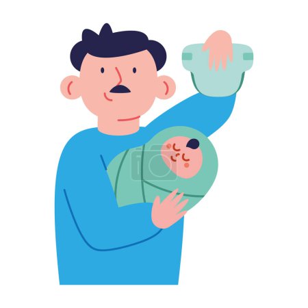Téléchargez les illustrations : Bébé douche père et fils isolé - en licence libre de droit