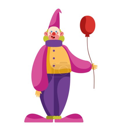Téléchargez les illustrations : Clown d'anniversaire avec ballon isolé - en licence libre de droit