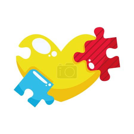 puzzle autisme coeur et puzzles illustration