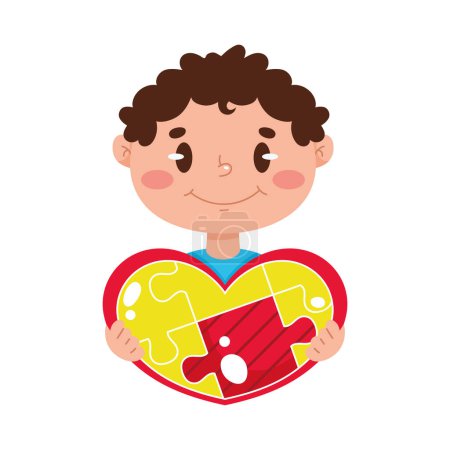 Illustration for Autism puzzle boy illustration vector - Royalty Free Image