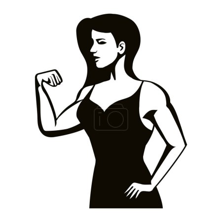 Ilustración de Emblema de gimnasio mujer muscular aislado - Imagen libre de derechos