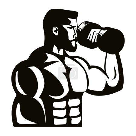 Illustration for Gym emblem man with dumbbell isolated - Royalty Free Image