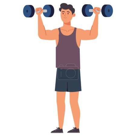 Téléchargez les illustrations : Gym man with dumbbells isolated - en licence libre de droit