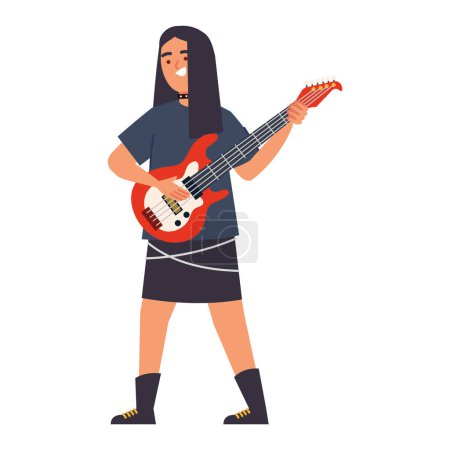 Ilustración de Guitarrista de heavy metal mujer diseño aislado - Imagen libre de derechos