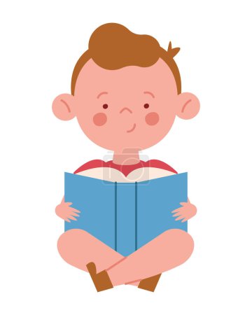 Téléchargez les illustrations : Lecteur garçon avec un livre conception isolée - en licence libre de droit