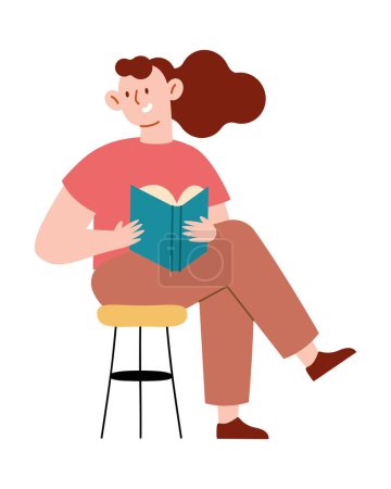 Ilustración de Lector mujer sentado diseño aislado - Imagen libre de derechos